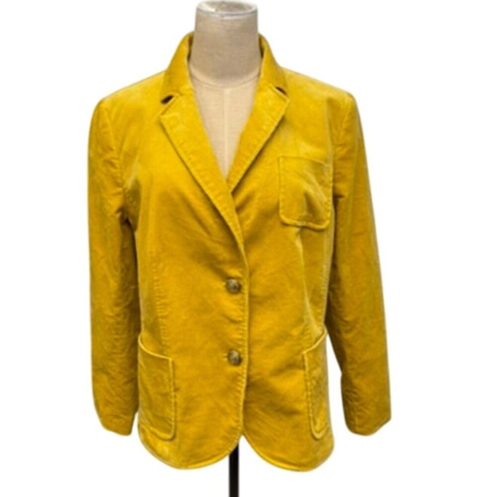 "Talbots" Mustard Womens Corduroy Blazer SZ-14 Gold Buttons Vented  PLZ READ!!!!